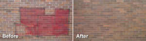 Before and after shots of Grafitti Removal